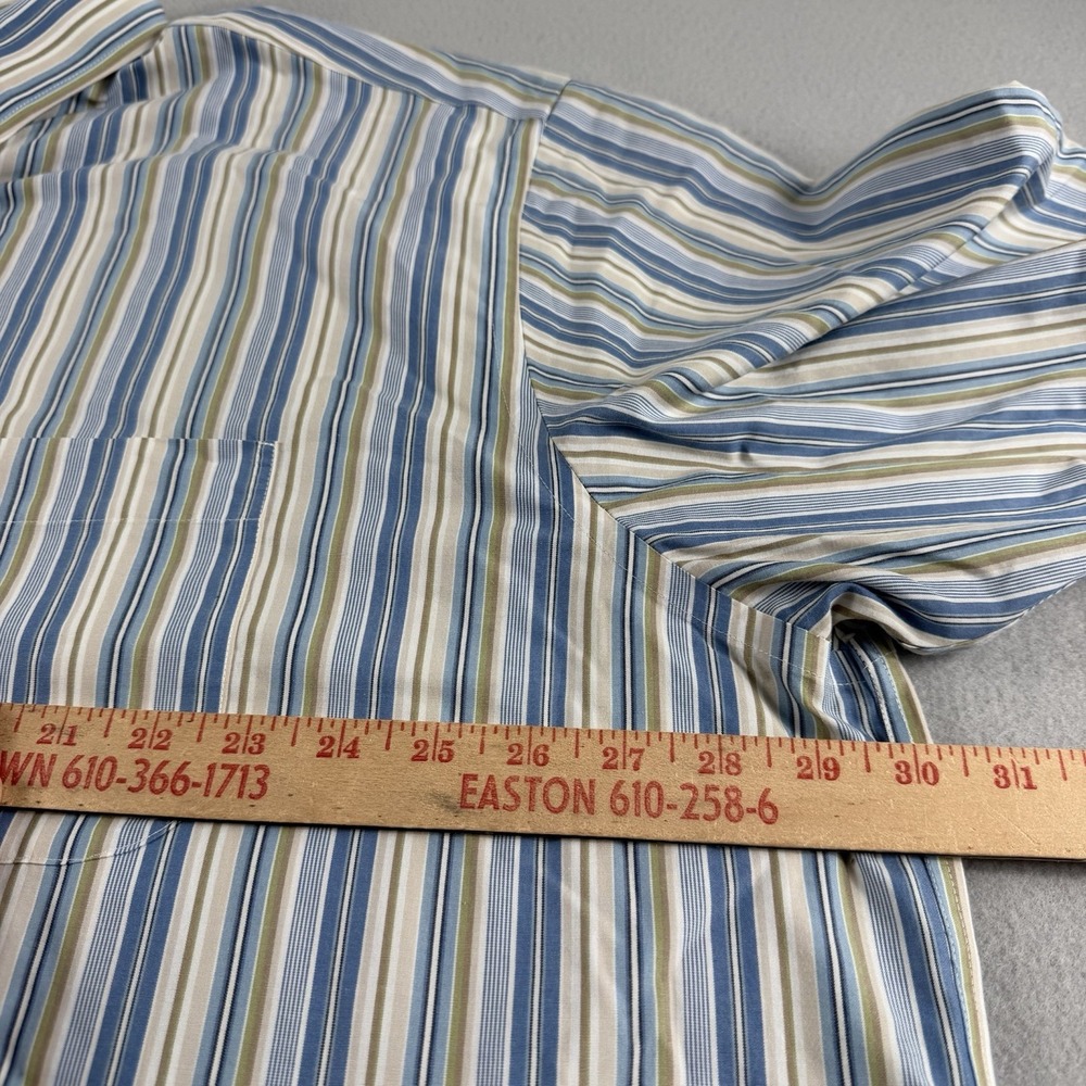Eddie Bauer Mens XXXL Tall Blue Stripe Button Front Shirt Cotton Short Sleeve - Picture 6 of 7